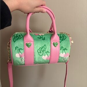Juicy Couture Pink & Mint Green Cherry Logo Mini Barrel Bag